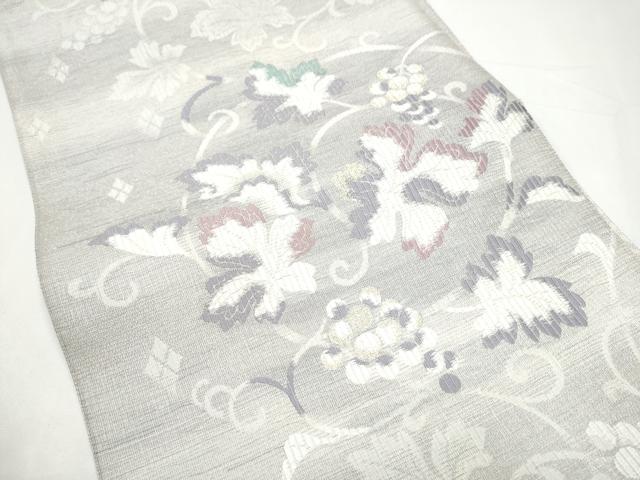 平和屋着物●六通柄袋帯　桃皮染　ぬれぬき　葡萄蔦の葉文　正絹　逸品　CABI0076hy