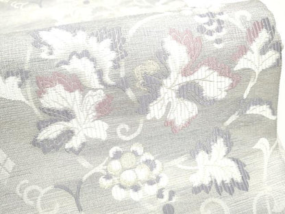 平和屋着物●六通柄袋帯　桃皮染　ぬれぬき　葡萄蔦の葉文　正絹　逸品　CABI0076hy