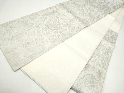 平和屋着物●六通柄袋帯　ふくれ織　向かい鳥動物花文　正絹　逸品　CABI0077hy