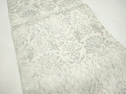 平和屋着物●六通柄袋帯　ふくれ織　向かい鳥動物花文　正絹　逸品　CABI0077hy
