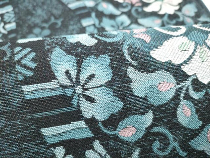 平和屋着物●両面　全通柄　本袋帯　花唐草文　正絹　逸品　CABI0081hy