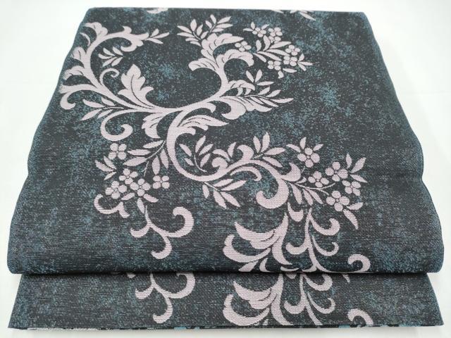 平和屋着物●両面　全通柄　本袋帯　花唐草文　正絹　逸品　CABI0081hy