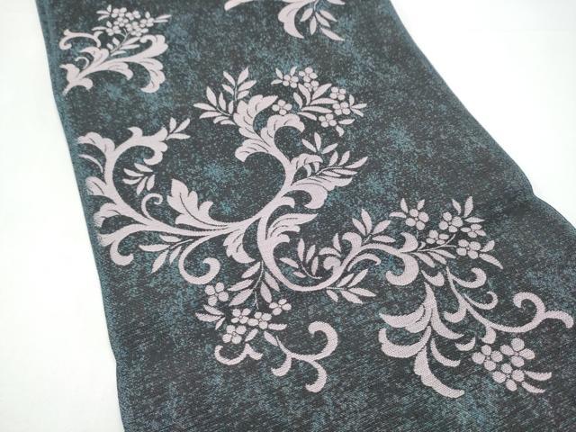 平和屋着物●両面　全通柄　本袋帯　花唐草文　正絹　逸品　CABI0081hy