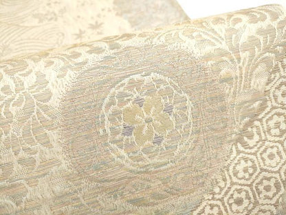 平和屋着物●全通柄袋帯　三重織　国宝三十六人家集　正絹　逸品　CABI0082hy