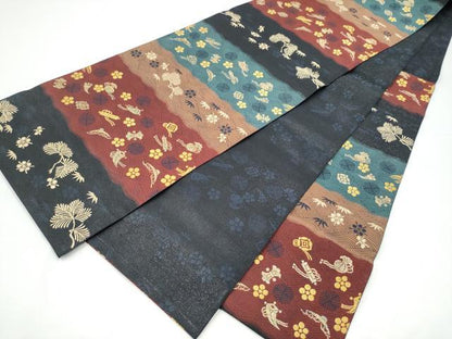 平和屋着物●六通柄袋帯　紹巴　四季彩　金糸　正絹　逸品　CABI0084hy