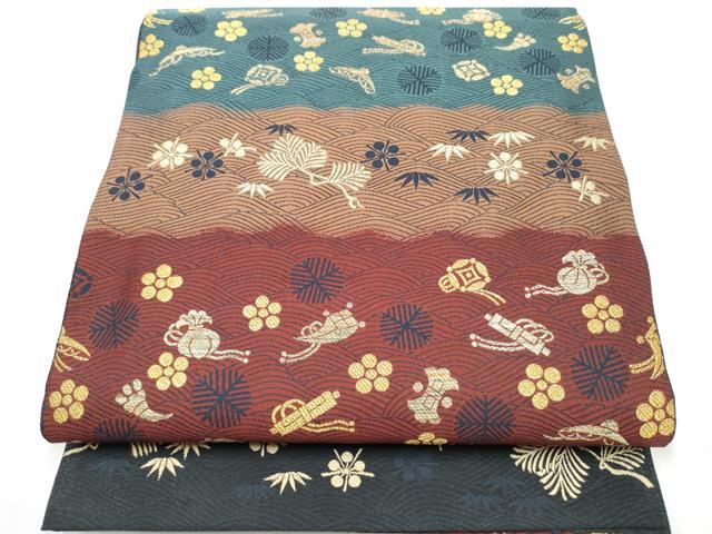 平和屋着物●六通柄袋帯　紹巴　四季彩　金糸　正絹　逸品　CABI0084hy