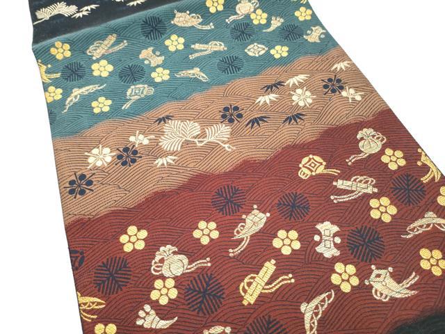 平和屋着物●六通柄袋帯　紹巴　四季彩　金糸　正絹　逸品　CABI0084hy