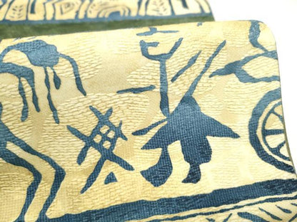 平和屋着物●全通柄袋帯　人物風景文　正絹　逸品　CABI0099hy