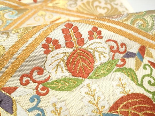 平和屋着物●西陣　川島織物　六通柄　本袋帯　唐織　菱桐唐草文　金糸　近鉄百貨店扱い　正絹　逸品　CABI0103hy