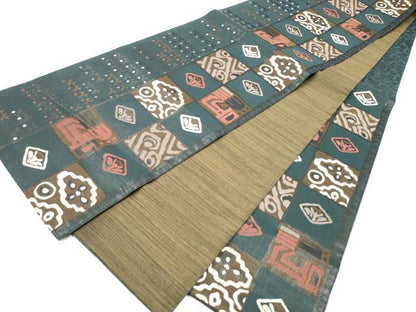 平和屋着物●六通柄袋帯　幾何学文様　正絹　逸品　CABI0108hy