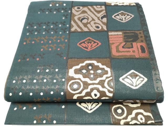 平和屋着物●六通柄袋帯　幾何学文様　正絹　逸品　CABI0108hy
