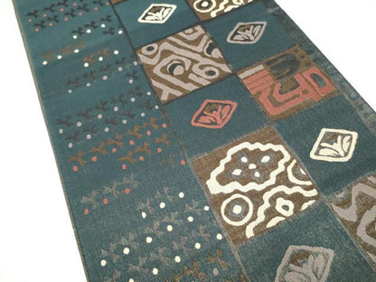平和屋着物●六通柄袋帯　幾何学文様　正絹　逸品　CABI0108hy