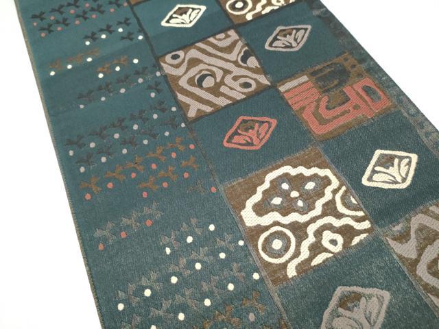 平和屋着物●六通柄袋帯　幾何学文様　正絹　逸品　CABI0108hy
