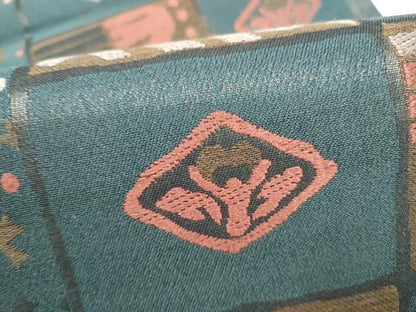 平和屋着物●六通柄袋帯　幾何学文様　正絹　逸品　CABI0108hy