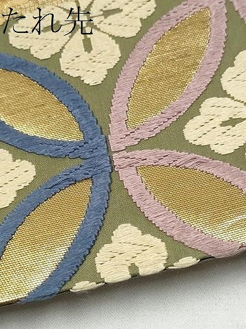 平和屋着物●六通柄袋帯　唐織　七宝花文　金糸　正絹　逸品　CABI0116hy