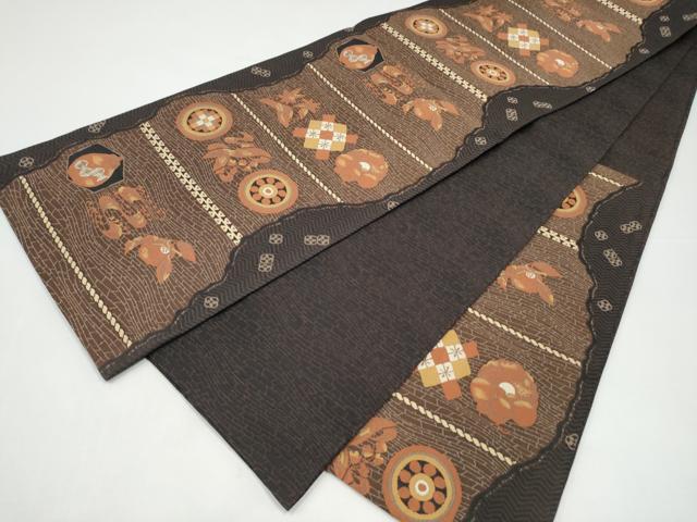 平和屋着物●六通柄袋帯　幾何学文様　正絹　逸品　CABI0117hy