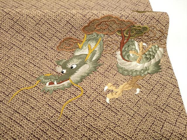 平和屋着物●太鼓柄袋帯　作家物　総刺繍　雲龍　金糸　正絹　逸品　CABI0123hy