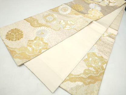 平和屋着物●六通柄袋帯　唐織　道長花丸文　金銀糸　正絹　逸品　CABI0129hy
