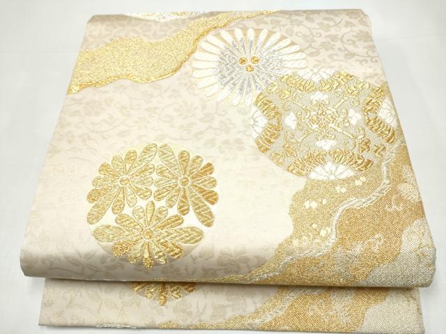 平和屋着物●六通柄袋帯　唐織　道長花丸文　金銀糸　正絹　逸品　CABI0129hy