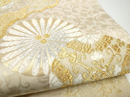 平和屋着物●六通柄袋帯　唐織　道長花丸文　金銀糸　正絹　逸品　CABI0129hy