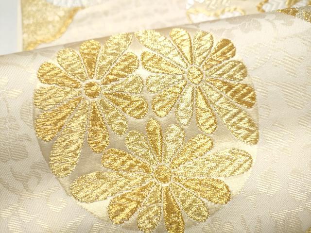 平和屋着物●六通柄袋帯　唐織　道長花丸文　金銀糸　正絹　逸品　CABI0129hy