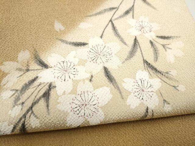 平和屋着物●太鼓柄袋帯　手描き　枝垂れ桜文　鬼しぼ縮緬　やまと誂製　正絹　逸品　CABI0130hy