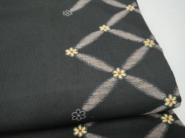 平和屋着物▽六通柄袋帯　スリーシーズン　春夏秋　菱花文　黒地　正絹　逸品　CABI0132hy