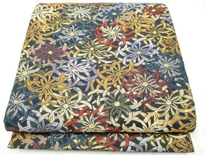 平和屋着物●六通柄袋帯　唐織　乱菊　金糸　正絹　逸品　CABI0133hy
