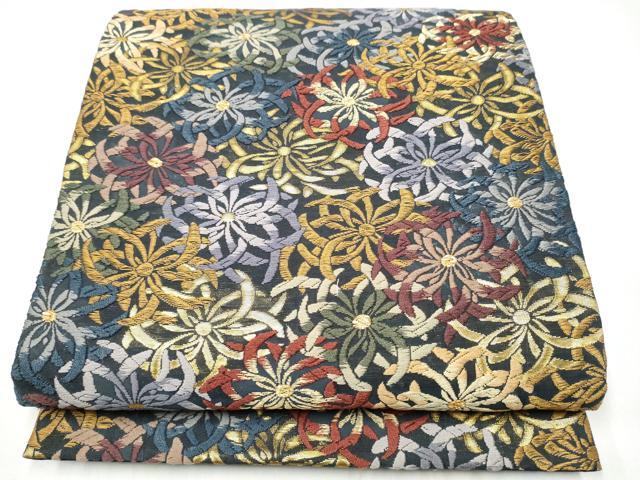 平和屋着物●六通柄袋帯　唐織　乱菊　金糸　正絹　逸品　CABI0133hy