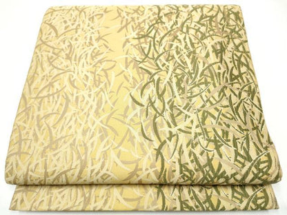 平和屋着物●六通柄袋帯　芝草文　金糸　正絹　逸品　CABI0134hy