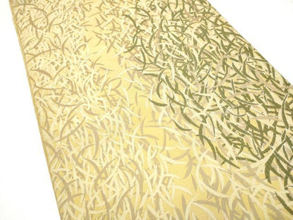 平和屋着物●六通柄袋帯　芝草文　金糸　正絹　逸品　CABI0134hy