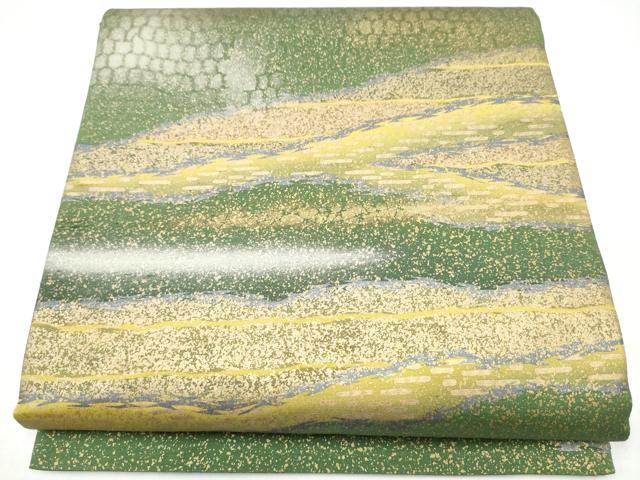 平和屋着物●石川県指定無形文化財　牛首紬　白山工房　手織り　全通柄袋帯　霞文　金銀彩　正絹　逸品　CABI0136hy