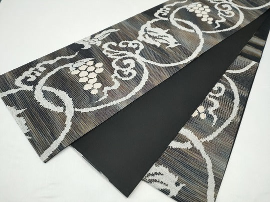 平和屋着物●六通柄袋帯　葡萄蔦の葉文　やまと誂製　正絹　逸品　CABI0138hy