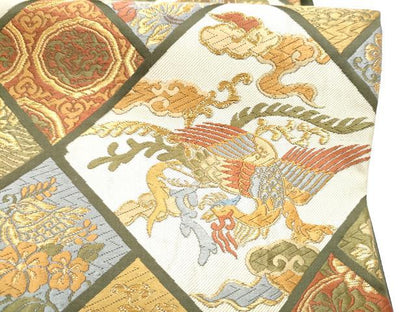 平和屋着物●六通柄袋帯　唐織　正倉院鳳凰花文　金糸　正絹　逸品　CABI0139hy