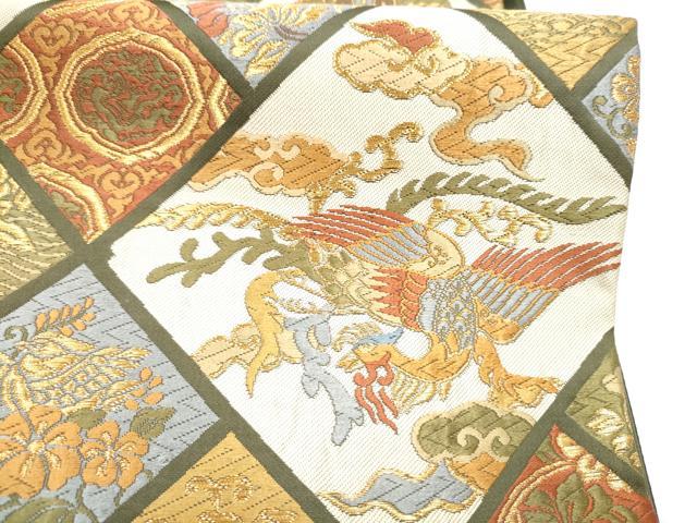 平和屋着物●六通柄袋帯　唐織　正倉院鳳凰花文　金糸　正絹　逸品　CABI0139hy