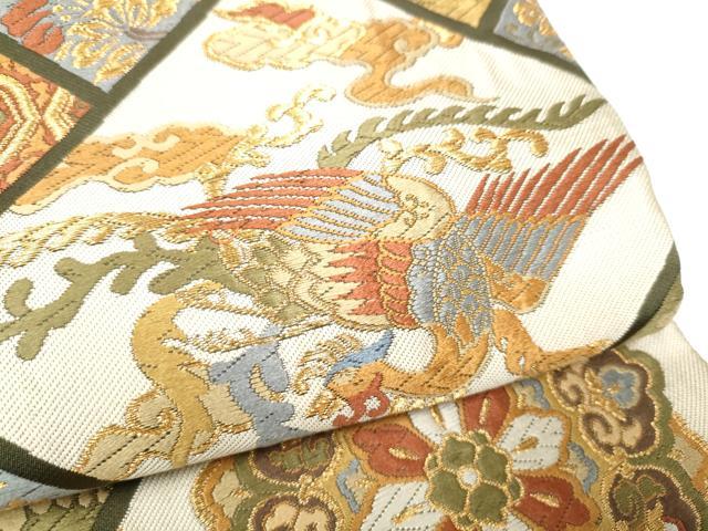 平和屋着物●六通柄袋帯　唐織　正倉院鳳凰花文　金糸　正絹　逸品　CABI0139hy