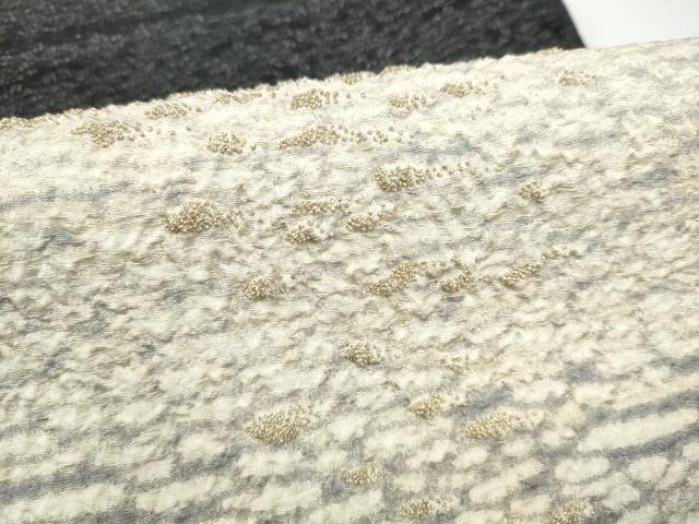 平和屋着物●十日町　名門　滝泰謹製　中国三大刺繍　相良刺繍　太鼓柄袋帯　絞り　霞文　銀通し地　正絹　逸品　CABI0141hy