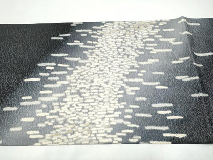 平和屋着物●十日町　名門　滝泰謹製　中国三大刺繍　相良刺繍　太鼓柄袋帯　絞り　霞文　銀通し地　正絹　逸品　CABI0141hy