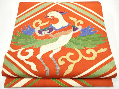 平和屋着物●アンティーク　大正ロマン　太鼓柄　京袋帯　駒刺繍　鳳凰唐草文　金銀糸　正絹　逸品　CABI0146hy
