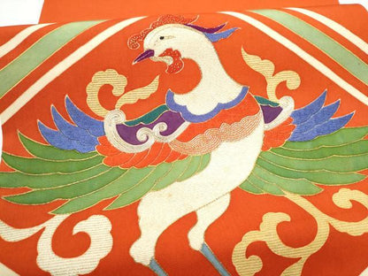 平和屋着物●アンティーク　大正ロマン　太鼓柄　京袋帯　駒刺繍　鳳凰唐草文　金銀糸　正絹　逸品　CABI0146hy