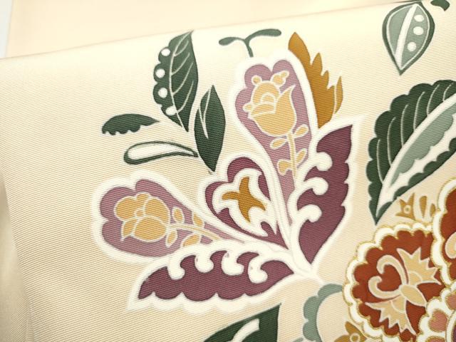 平和屋着物●塩瀬　九寸名古屋帯　更紗花唐草文　金銀彩　正絹　逸品　CABI0157hy
