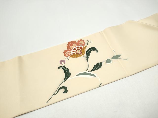 平和屋着物●塩瀬　九寸名古屋帯　更紗花唐草文　金銀彩　正絹　逸品　CABI0157hy