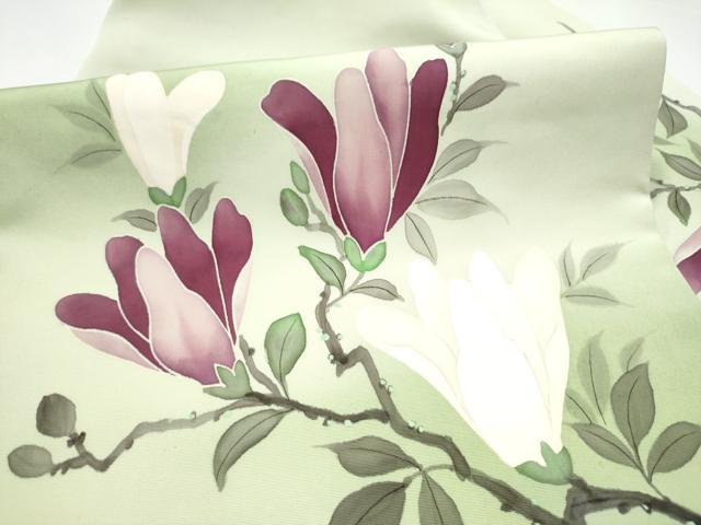 平和屋着物●塩瀬　九寸名古屋帯　枝花文　正絹　逸品　CABI0158hy