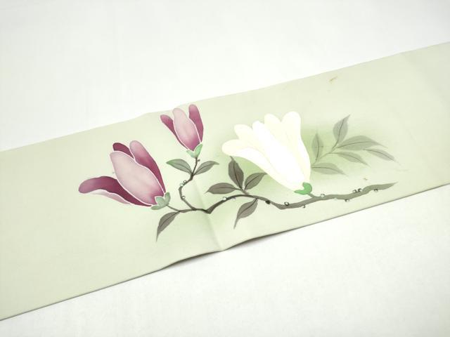 平和屋着物●塩瀬　九寸名古屋帯　枝花文　正絹　逸品　CABI0158hy