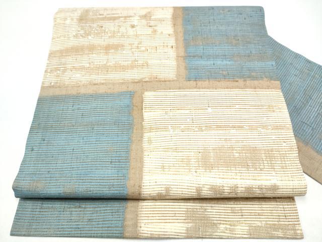 平和屋着物●九寸名古屋帯　紬地　横段文　正絹　逸品　CABI0161hy