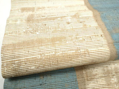 平和屋着物●九寸名古屋帯　紬地　横段文　正絹　逸品　CABI0161hy