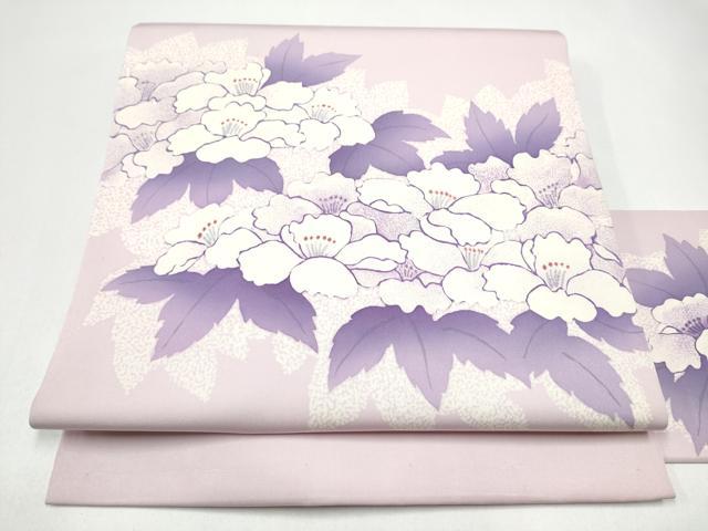 平和屋着物●塩瀬　九寸名古屋帯　ろうけつ染　牡丹　正絹　逸品　CABI0162hy
