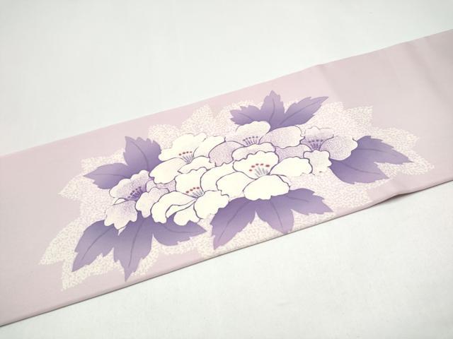 平和屋着物●塩瀬　九寸名古屋帯　ろうけつ染　牡丹　正絹　逸品　CABI0162hy