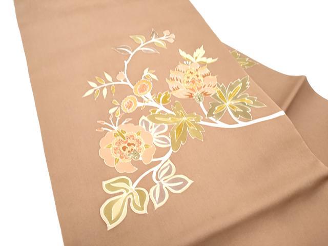 平和屋着物●塩瀬　九寸名古屋帯　駒刺繍　更紗花文　金彩　正絹　逸品　CABI0163hy