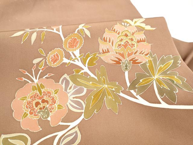 平和屋着物●塩瀬　九寸名古屋帯　駒刺繍　更紗花文　金彩　正絹　逸品　CABI0163hy